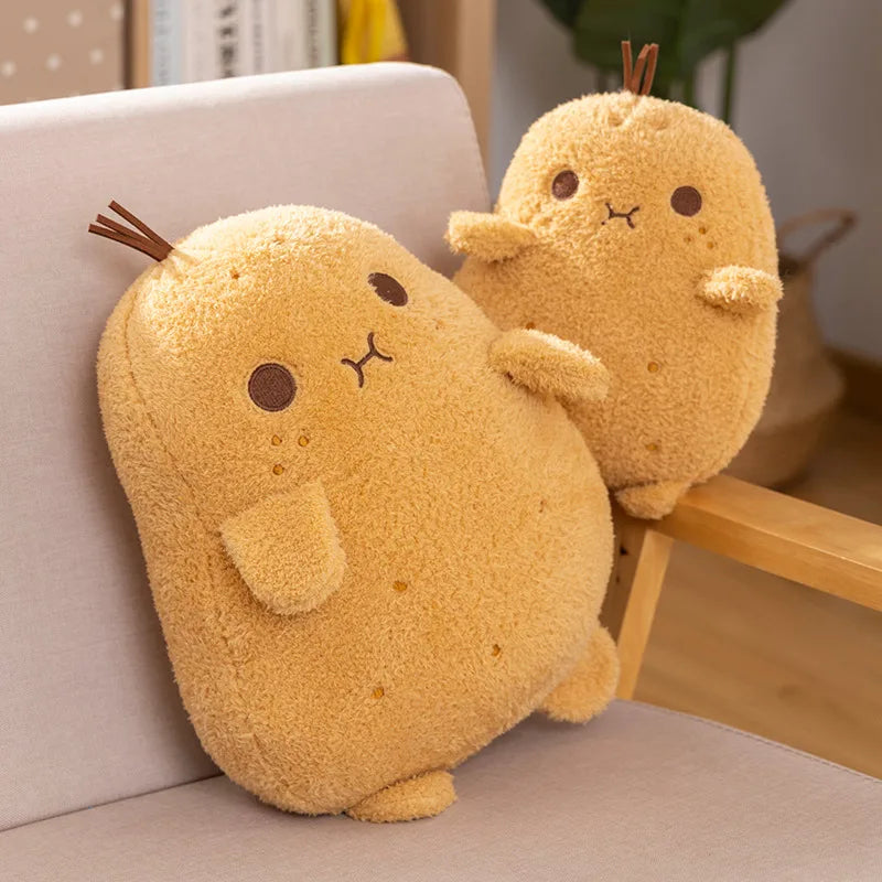 Kawaii Potato Plush Pillow – Cute Yellow Plush Toy with Expressions, Soft Cushion Gift for Kids