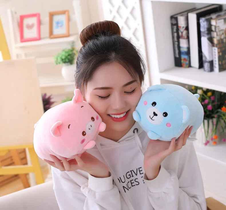 20/28cm Cartoon Animal Plush Pillows – Cute Cat, Rabbit, Dog, Penguin, Pig & Frog Stuffed Toys