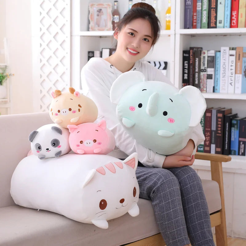 20/28cm Cartoon Animal Plush Pillows – Cute Cat, Rabbit, Dog, Penguin, Pig & Frog Stuffed Toys