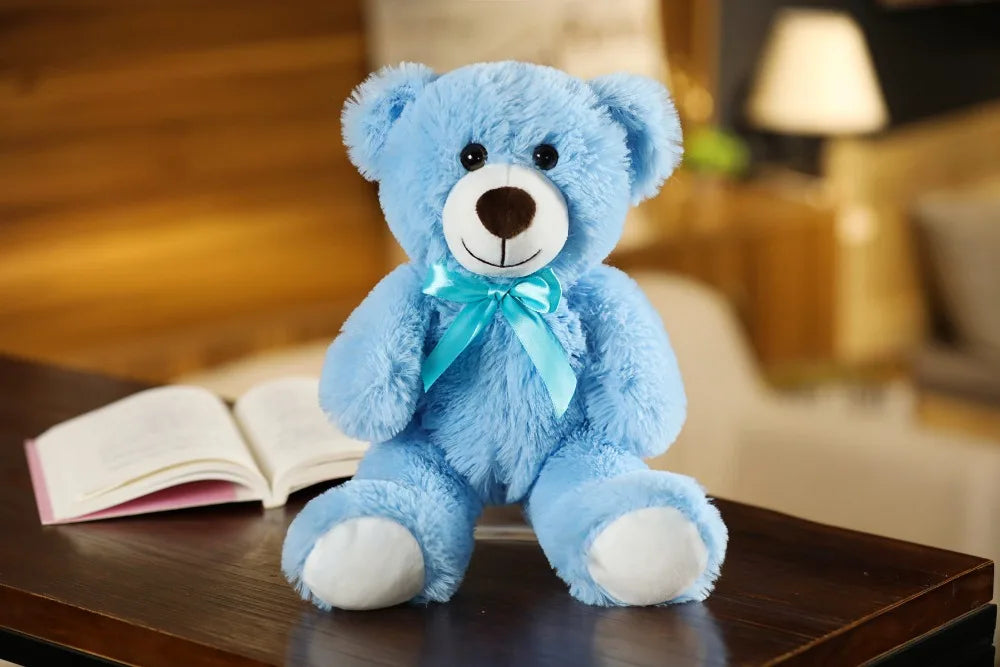 Colorful Bow Tie Teddy Bear Plush Toy – Cute Stuffed Doll Pillow & Birthday Gift for Kids