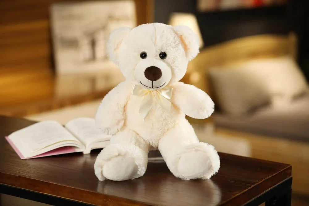 Colorful Bow Tie Teddy Bear Plush Toy – Cute Stuffed Doll Pillow & Birthday Gift for Kids
