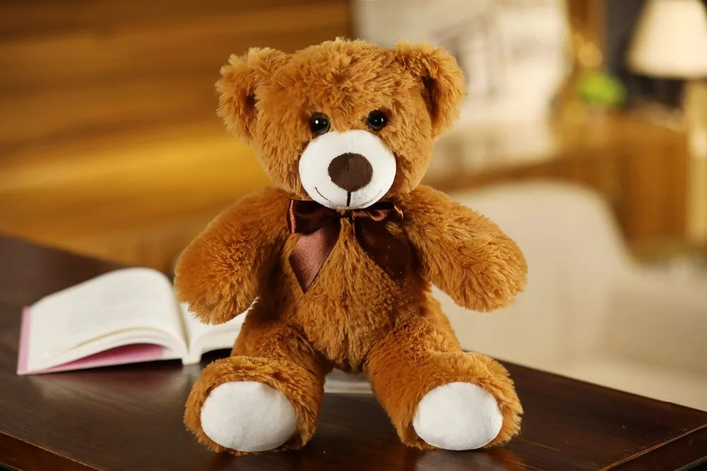 Colorful Bow Tie Teddy Bear Plush Toy – Cute Stuffed Doll Pillow & Birthday Gift for Kids