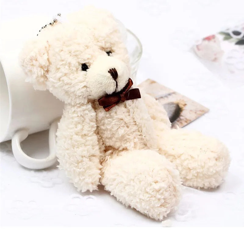 14cm Mini Joint Teddy Bear Plush Pendant – Soft Stuffed Animal Toy Gift for Weddings, Christmas & Kids