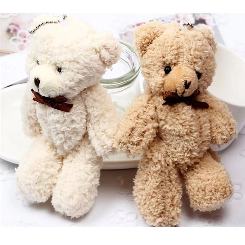 14cm Mini Joint Teddy Bear Plush Pendant – Soft Stuffed Animal Toy Gift for Weddings, Christmas & Kids