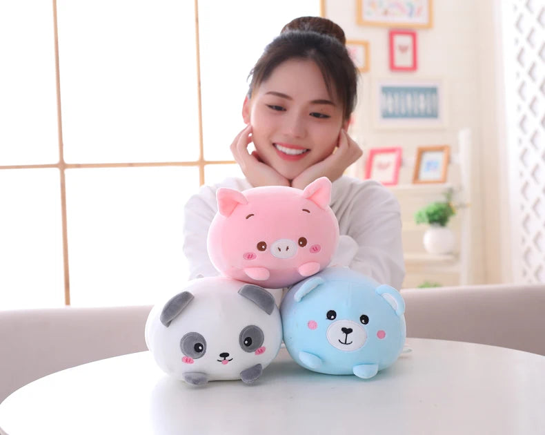 20/28cm Cartoon Animal Plush Pillows – Cute Cat, Rabbit, Dog, Penguin, Pig & Frog Stuffed Toys
