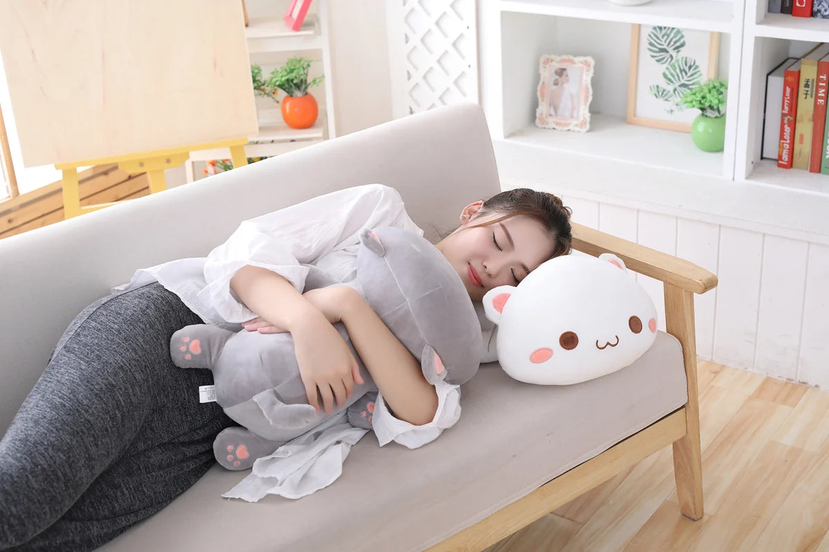 35–65cm Kawaii Lying Cat Plush Toys – Cute Stuffed Cat Dolls & Soft Animal Pillows