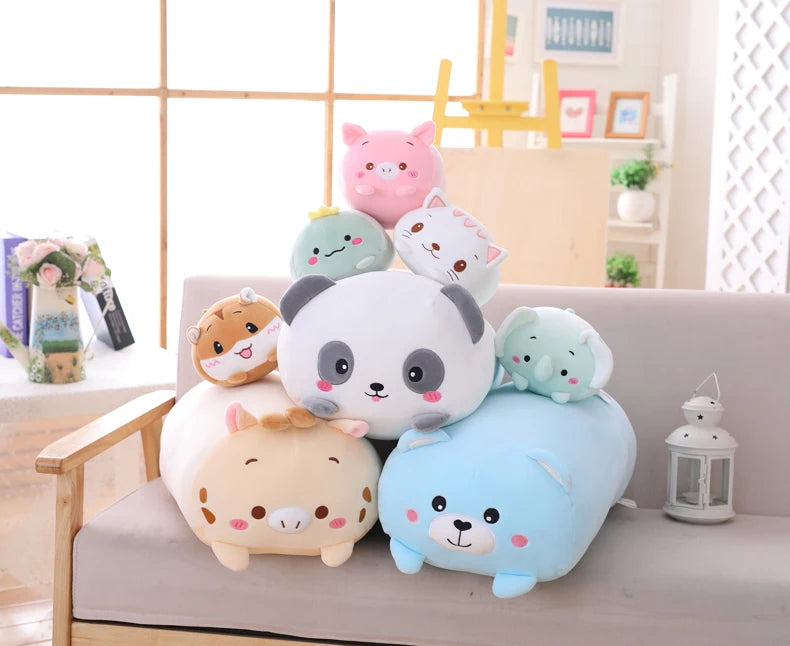 20/28cm Cartoon Animal Plush Pillows – Cute Cat, Rabbit, Dog, Penguin, Pig & Frog Stuffed Toys