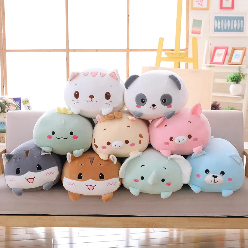 20/28cm Cartoon Animal Plush Pillows – Cute Cat, Rabbit, Dog, Penguin, Pig & Frog Stuffed Toys