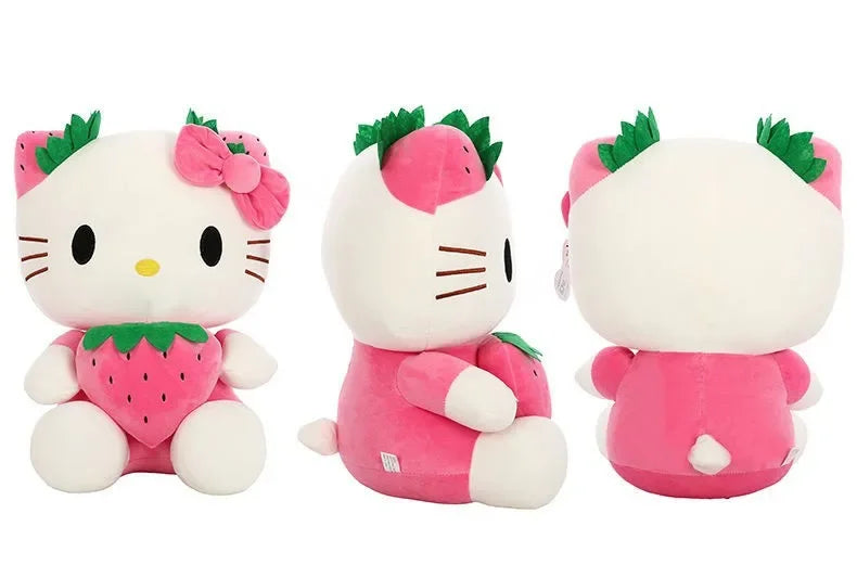 22cm Sanrio Hello Kitty Plush – Kawaii Strawberry KT Cat Stuffed Doll Plushie Gift for Girls & Home Decor