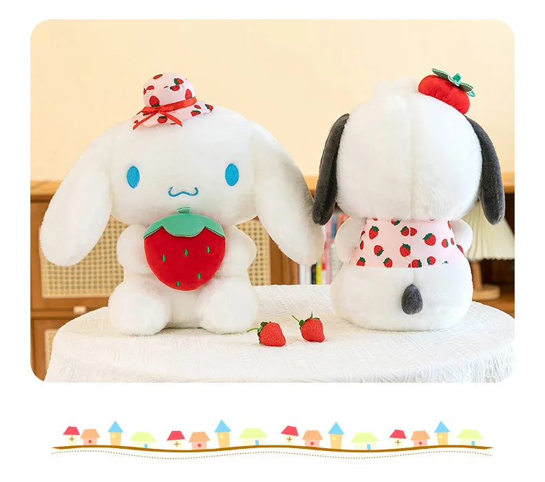 25cm Sanrio Plush Toys – Cute My Melody, Cinnamoroll & Pochacco Strawberry Series Doll Pillow Gifts for Kids