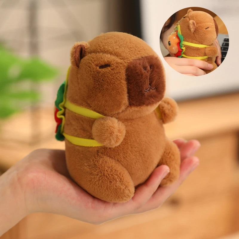 Cute Capybara Plush Toy with Hat – Small Stuffed Animal Doll Pendant & Gift