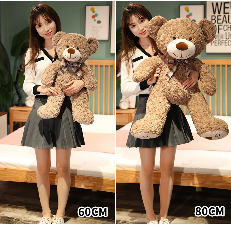 35/50/60cm Classic Teddy Bear Plush Toy – Kawaii Bow Tie Plushie Pillow & Stuffed Doll Gift