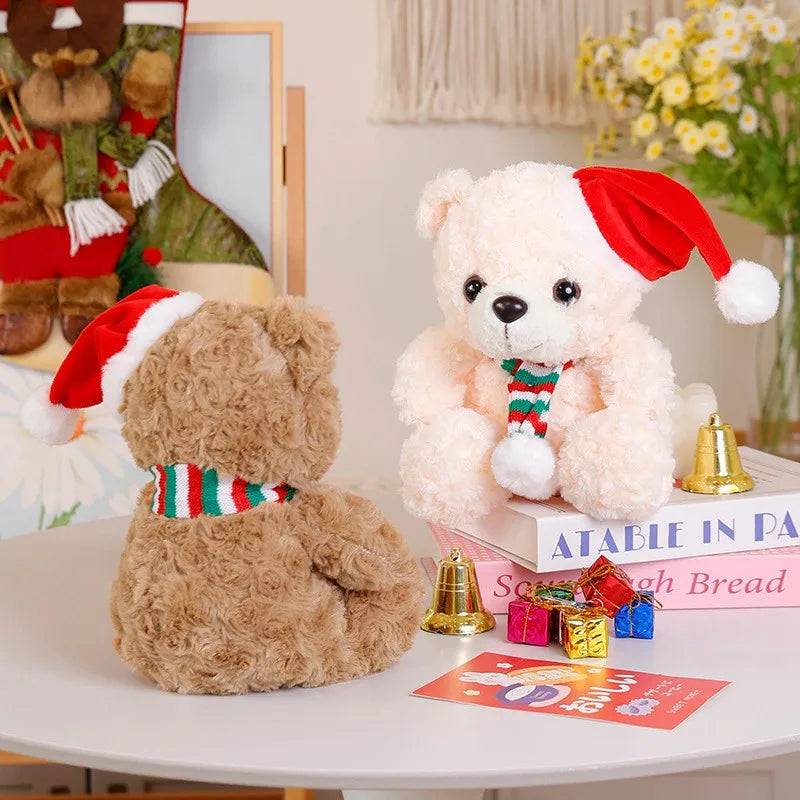 25cm Graduation Teddy Bear Plush Toy – Dr. Bear with Christmas Hat Soft Doll Gift for Students, Kids & Friends