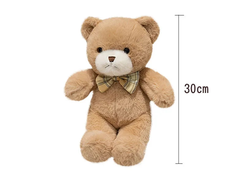 30cm Kawaii Bow Tie Teddy Bear Plush Toy – Cute Stuffed Doll Pillow & Birthday Gift