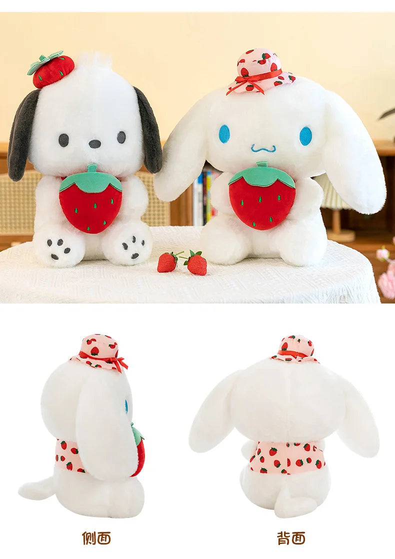 25cm Sanrio Plush Toys – Cute My Melody, Cinnamoroll & Pochacco Strawberry Series Doll Pillow Gifts for Kids