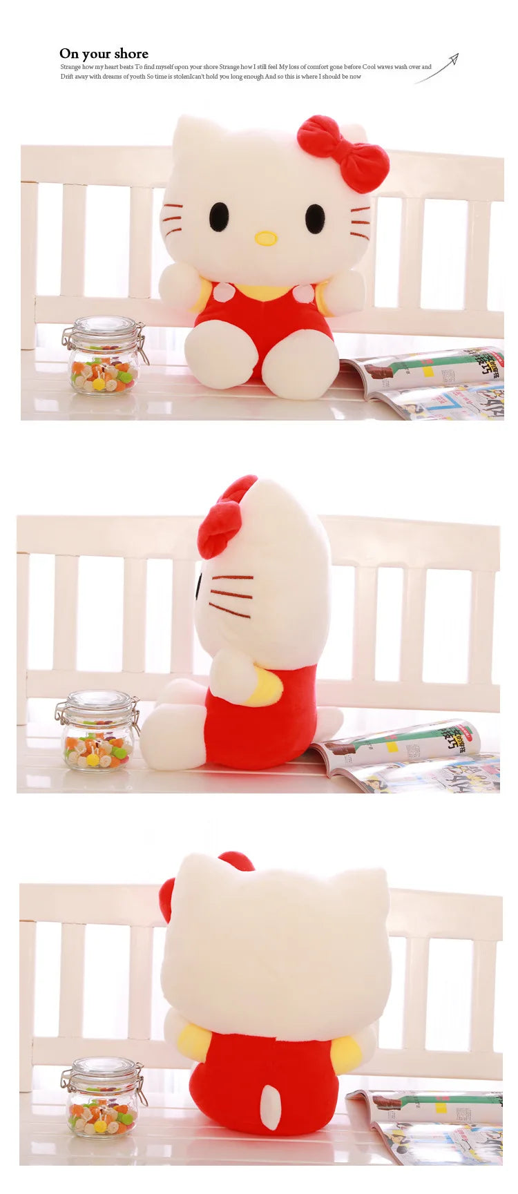 20cm Hello Kitty Plush Toy – Cute Sanrio Soft Stuffed KT Cat Doll Birthday Gift for Kids