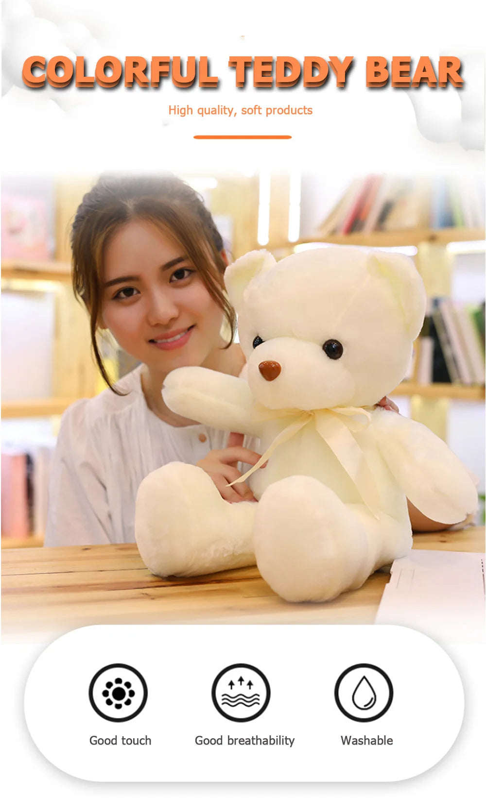 Cute Teddy Bear Plush Toy – Soft Stuffed Animal Plushie for Kids, Baby Sleeping & Home Décor Gifts