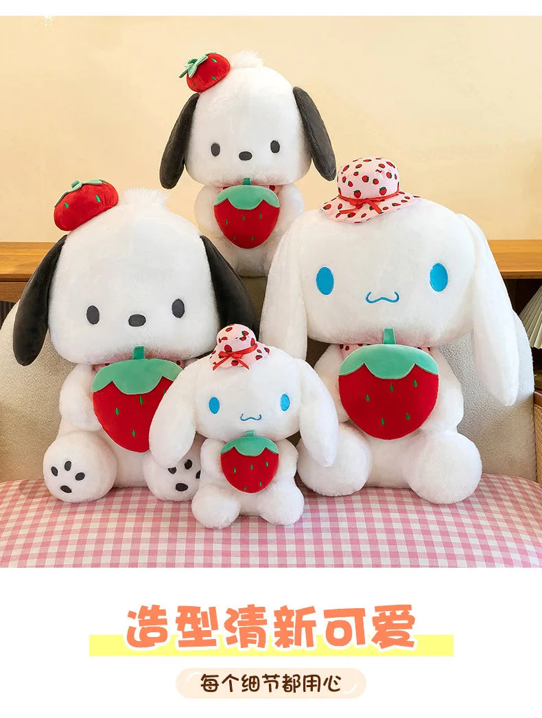 25cm Sanrio Plush Toys – Cute My Melody, Cinnamoroll & Pochacco Strawberry Series Doll Pillow Gifts for Kids