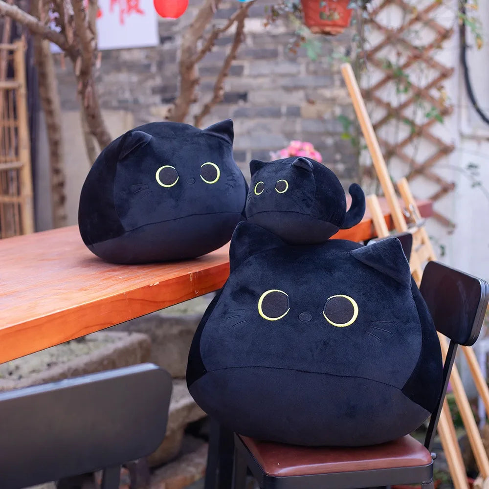 10/30cm Black Cat Plush Toy – Cute Small Pendant & Cuddly Pillow Cushion Gift for Girls