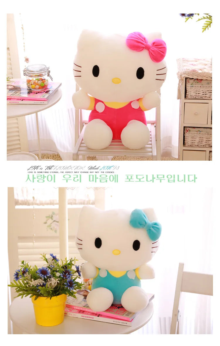 20cm Hello Kitty Plush Toy – Cute Sanrio Soft Stuffed KT Cat Doll Birthday Gift for Kids