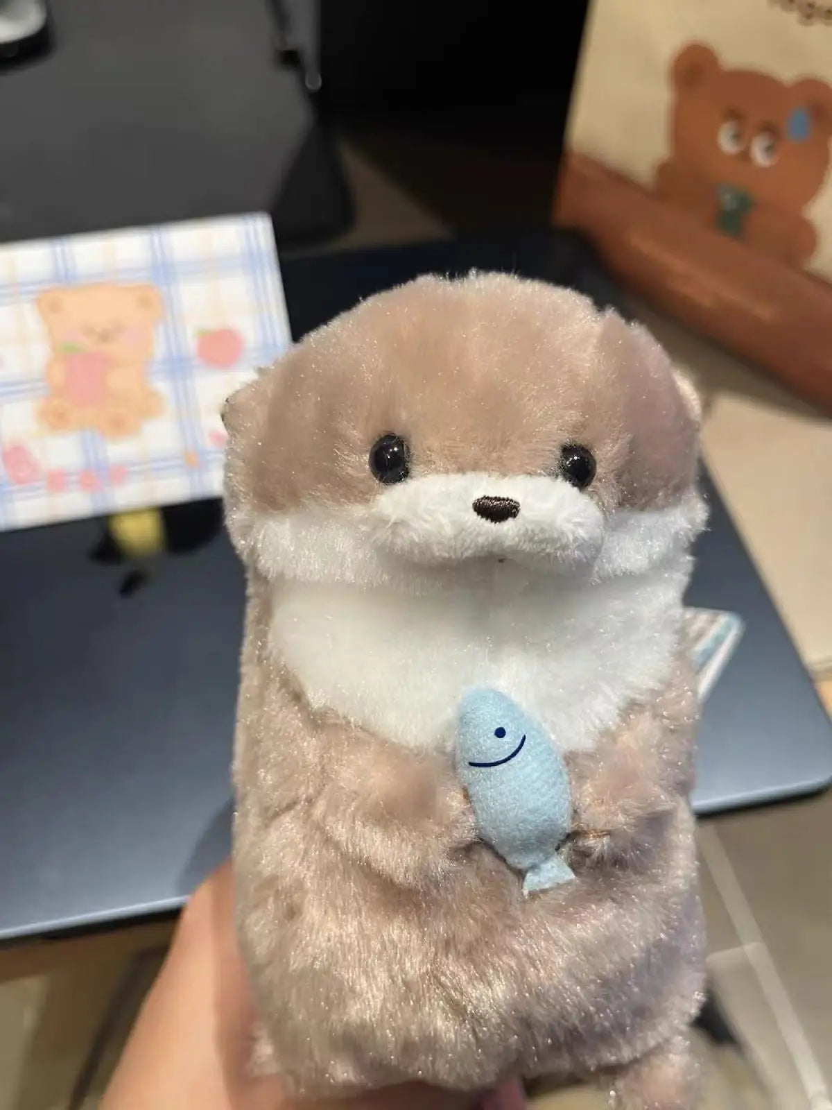 Cute Otter Hugging Fish Plush Doll Pendant – Soft Keychain Charm & Creative Gift for Girls