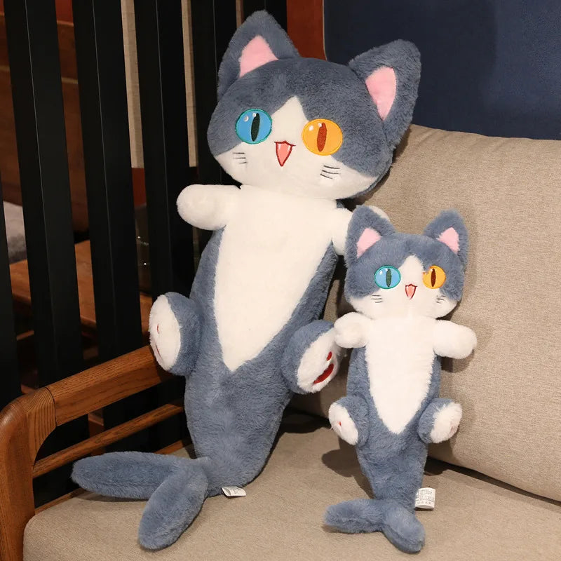 50cm Shark Cat Plush Toy – Cute Different Pupil Cat Doll Long Pillow Cushion