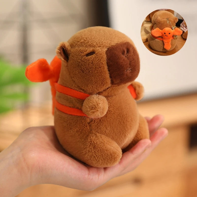 Cute Capybara Plush Toy with Hat – Small Stuffed Animal Doll Pendant & Gift