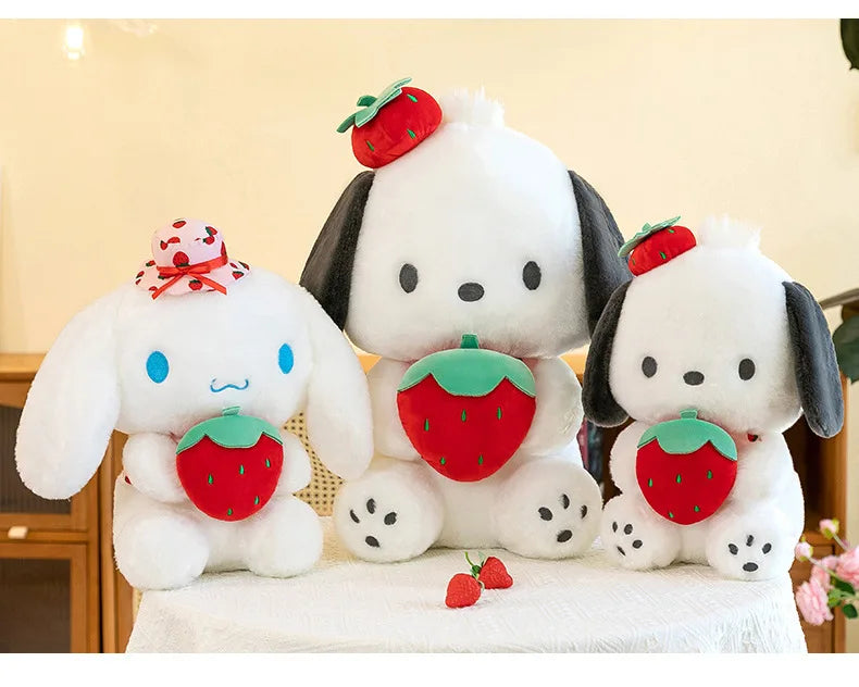 25cm Sanrio Plush Toys – Cute My Melody, Cinnamoroll & Pochacco Strawberry Series Doll Pillow Gifts for Kids