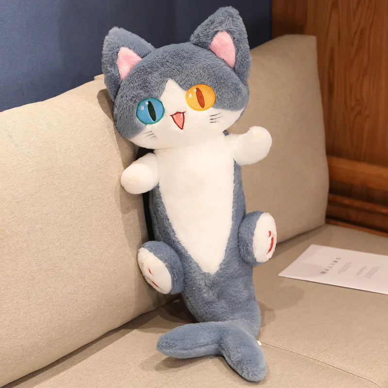 50cm Shark Cat Plush Toy – Cute Different Pupil Cat Doll Long Pillow Cushion
