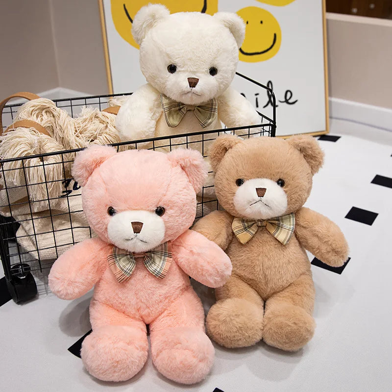 30cm Kawaii Bow Tie Teddy Bear Plush Toy – Cute Stuffed Doll Pillow & Birthday Gift