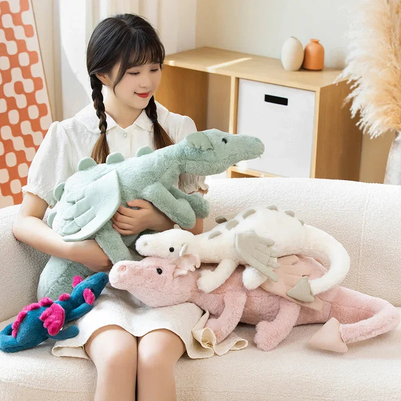 30–70cm Cartoon Flying Dragon Plush Toy – Soft Long Dragon Pillow with Wings – Gift for Boys & Girls