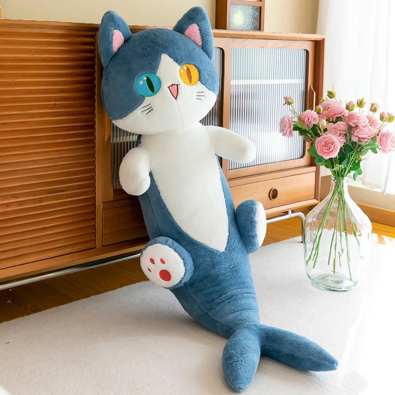 50cm Shark Cat Plush Toy – Cute Different Pupil Cat Doll Long Pillow Cushion