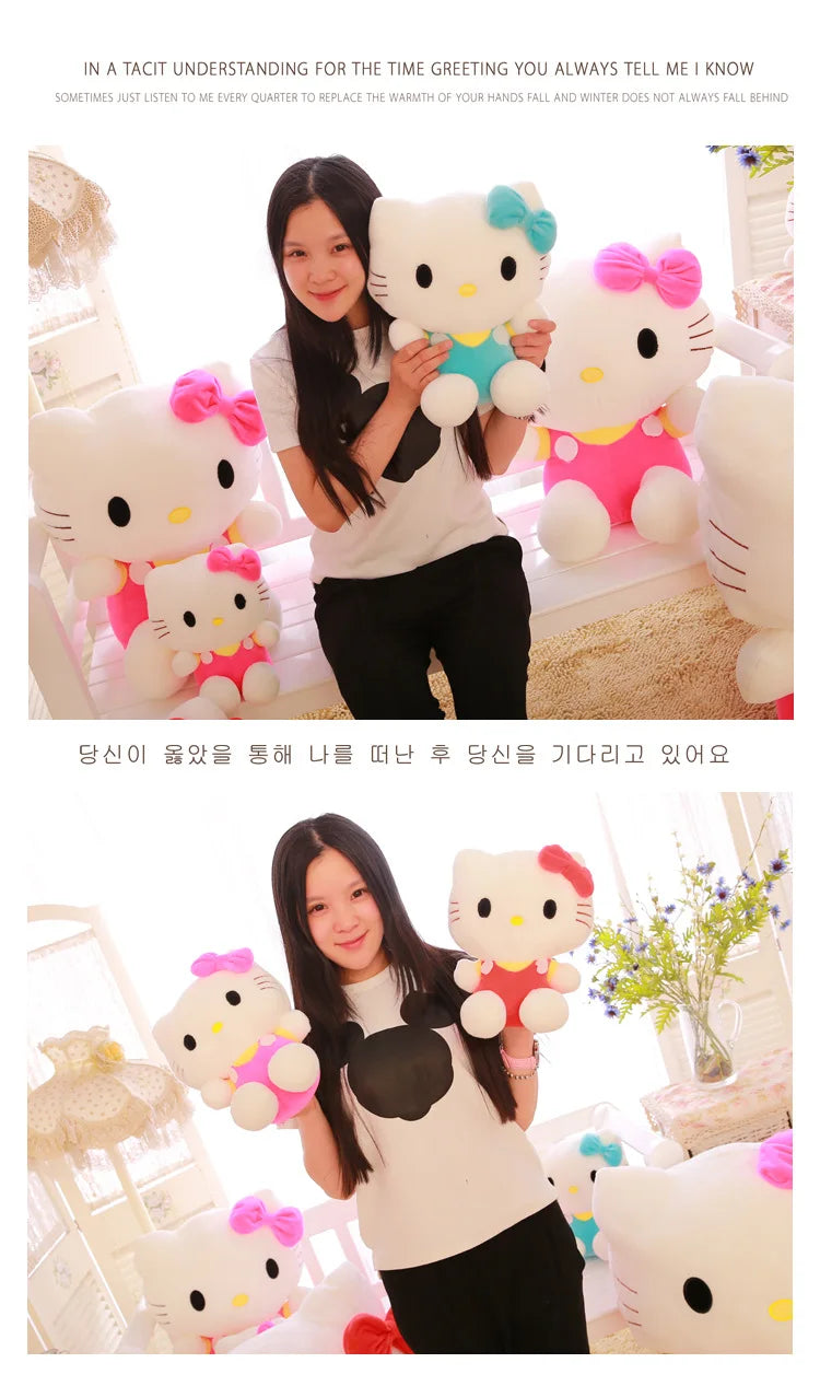 20cm Hello Kitty Plush Toy – Cute Sanrio Soft Stuffed KT Cat Doll Birthday Gift for Kids