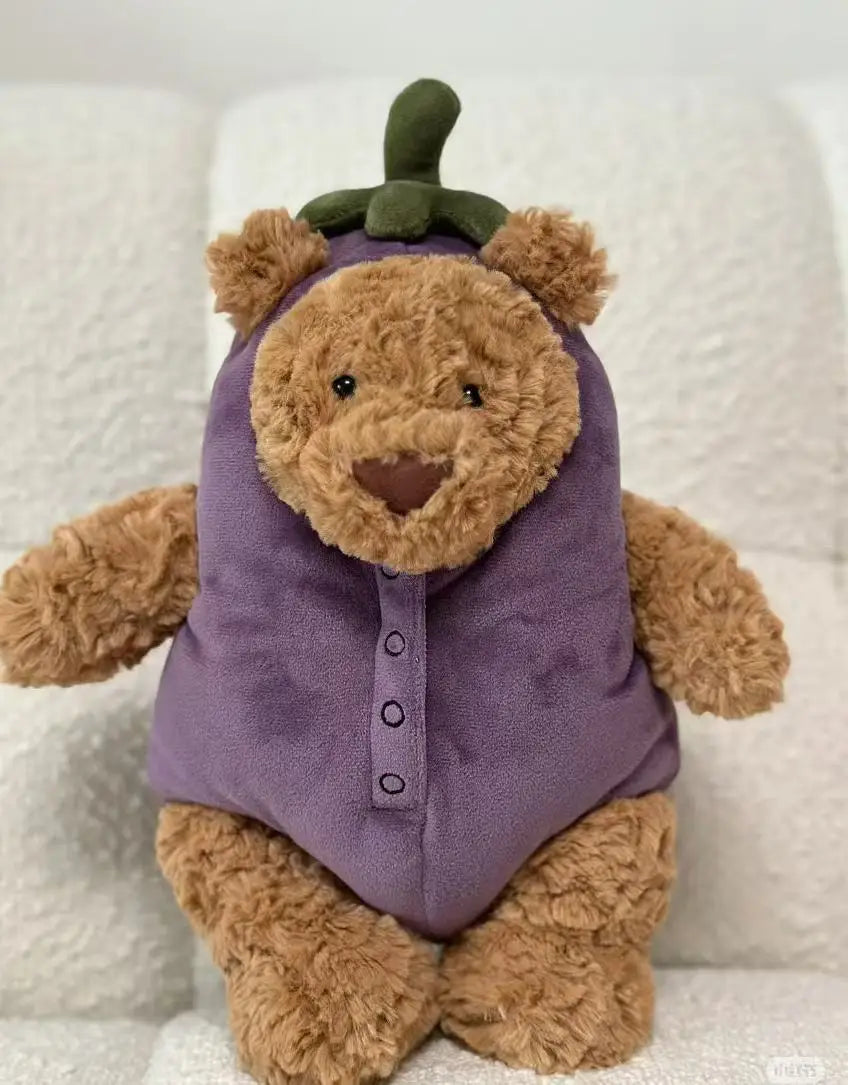 Jellycat Bassero Bear Plush Toy Series – Pumpkin, Bathrobe, Love Bat, Eggplant & Sun Doll Ornaments | Pet & Holiday Gift