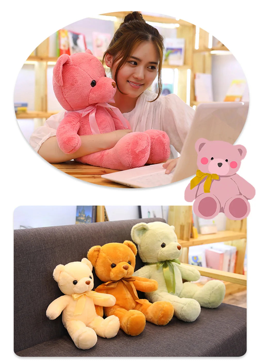 Cute Teddy Bear Plush Toy – Soft Stuffed Animal Plushie for Kids, Baby Sleeping & Home Décor Gifts