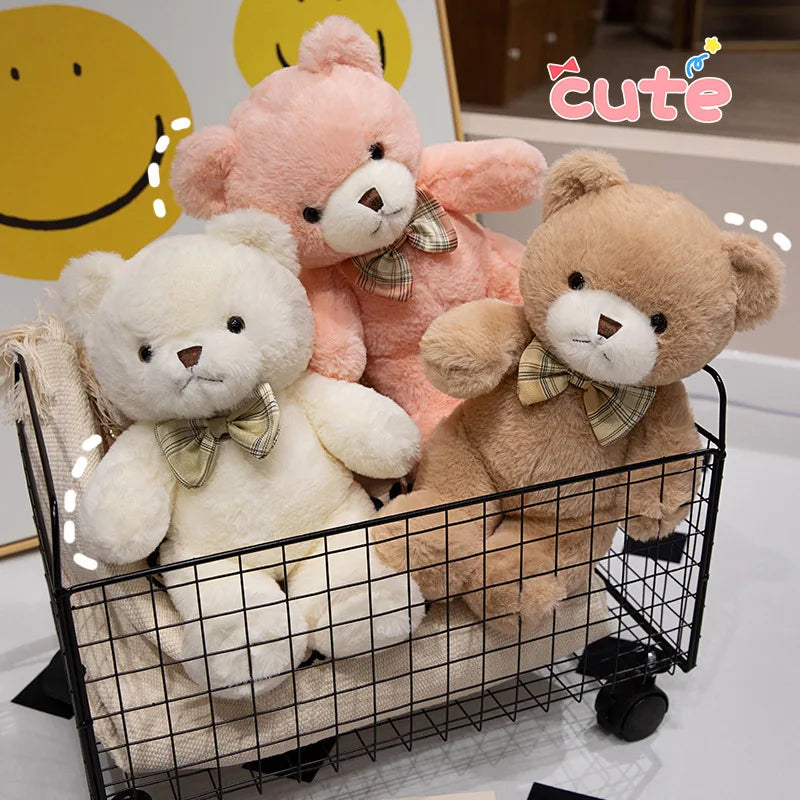 30cm Kawaii Bow Tie Teddy Bear Plush Toy – Cute Stuffed Doll Pillow & Birthday Gift